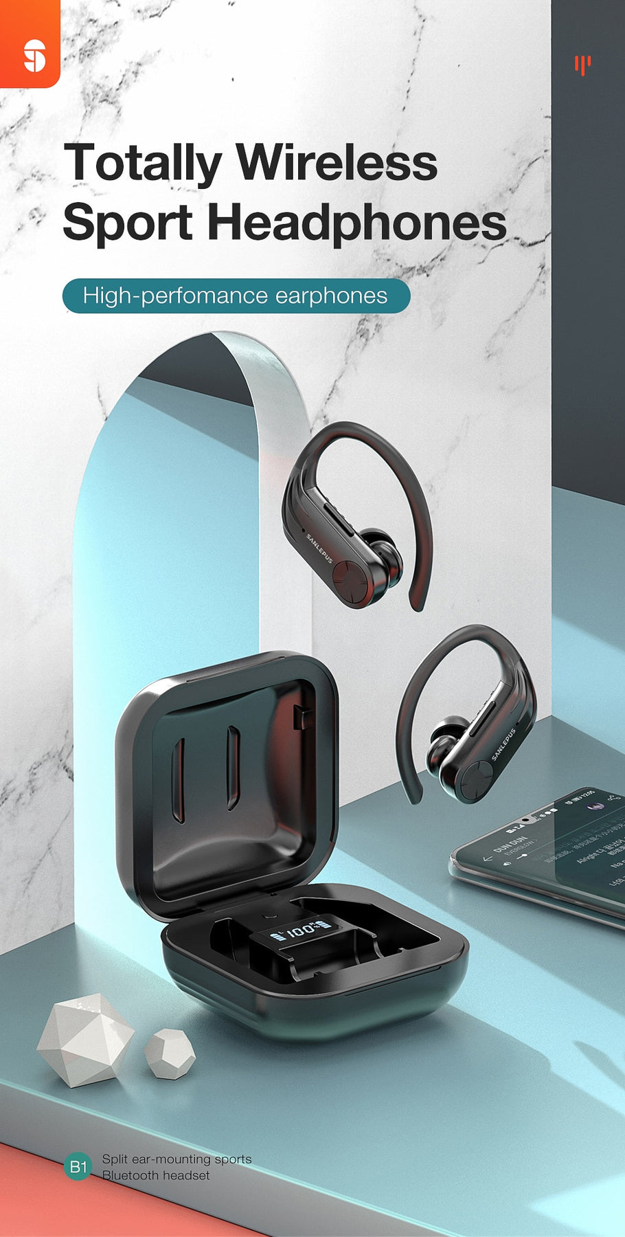 SANLEPUS B1 Led Display Bluetooth Earphone thetechiecenter